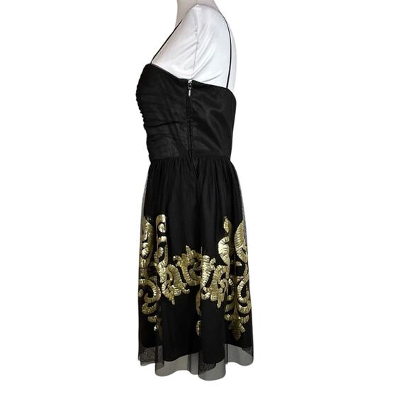 Jun & Ivy Cocktail Dress Women's Size M Black Tulle Gold Sequins Balletcore - Picture 2 of 11